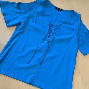 Nanette Lepore Blue Cold Shoulder Blouse